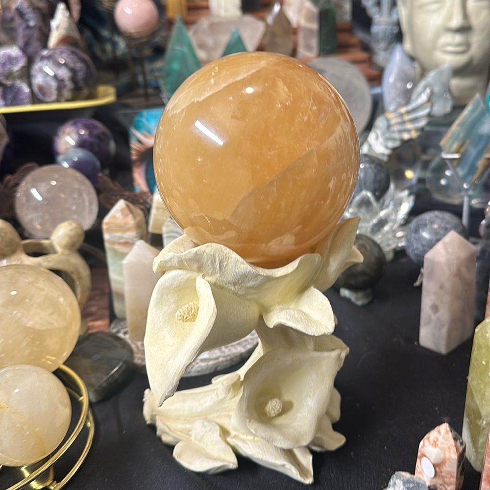 Natural Honey Calcite Quartz Crystal Sphere Ball Healing Gemstone as 1486 g